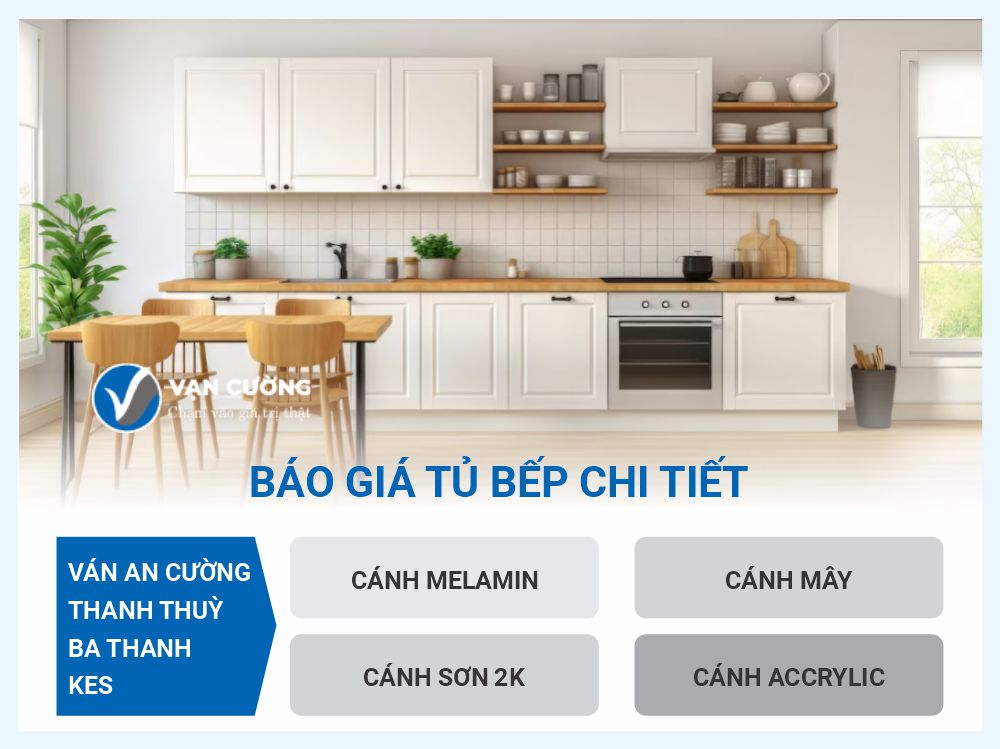 Báo giá tủ bếp ván mdf chi tiết