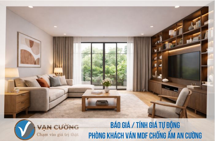 Báo giá nội thất phòng khách ván MDF chống ẩm An Cường