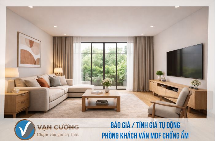 Báo giá nội thất phòng khách ván MDF chống ẩm